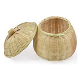 Cesta De Almacenamiento Begetto Rattan Box De Mimbre Con Tap