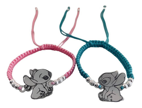 Pulseras Tejidas Para Pareja Plata 925 Stitch Y Su Novia