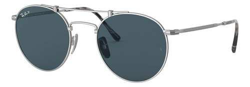 Ray Ban Rb8147m 9165 Round Titanium Negro Polarizado Plata