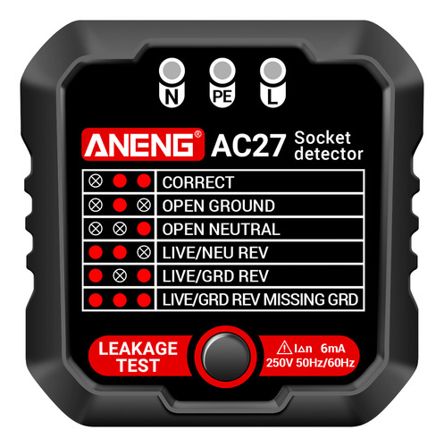 Socket Tester, Detector De Polaridad, 250 V, Toma De Corrien