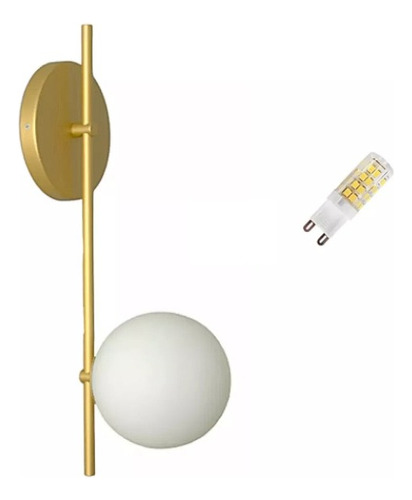 Arandela Parede Globo12 Decoração Moderno Dourado + Lâmpada Cor Branco 110v/220v