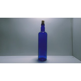 Botella De Vidrio Azul Hooponopono Con Corcho Solarizada