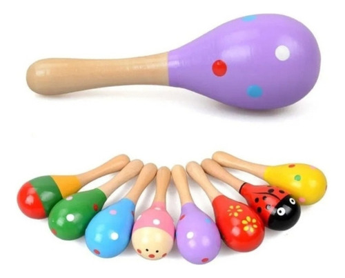 Pack X10 Maracas Chicas Infantiles Didáctico De Madera