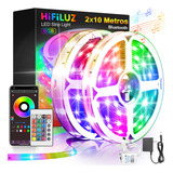 Hifiluz Tira De Luces Led App Bluetooth Control Rgb 20m (2x10m) Música Luces Led Para Cuarto