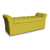 Recamier Calçadeira Baú Egeo Cama King 193x51 Suede Amarelo