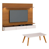 Painel Decore 1.8 C/ Mesa De Centro Classic Freijó Off White