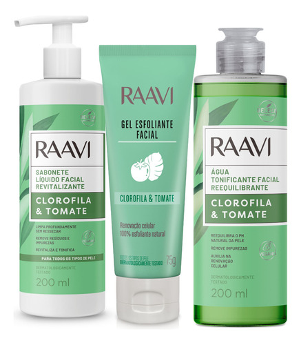 Kit 3 Produtos Cuidado Facial Skin Care Clorofila E Tomate