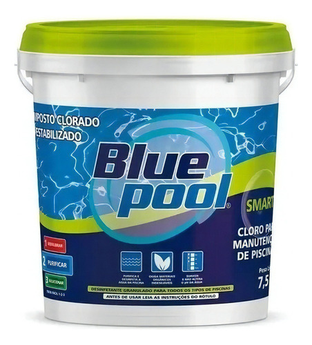 Cloro P/ Limpeza De Piscina 3x1 Smart Bluepool 7,5kg Fluidra