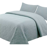 Cubrecama Quilt Queen Size 230x250 Extra Suave Con 2 Fundas Color Verde Dubai