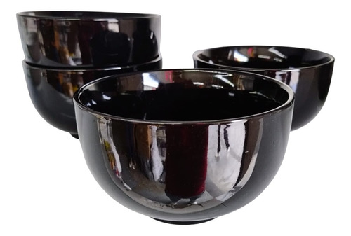 Cazuela X 4pcs Plato Taza Tazon Bowl Ceramica Negro