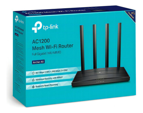 Roteador Tp-link Archer A6 Wifi Gigabit Mu-mimo Ac1200 Dual