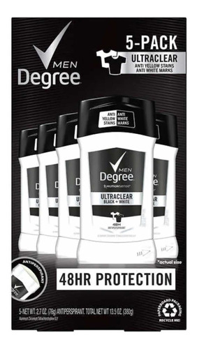 Men Degree Ultraclear Antitranspirante 5pack (76gr C/u)