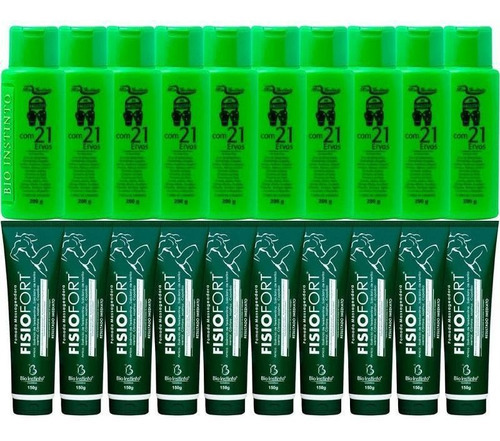  Atacado 10 Pomada Massageadora Fisiofort + 10 Gel Detonador