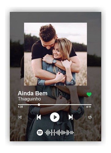 Placa / Quadro Decorativo Spotify - Personalize O Seu!