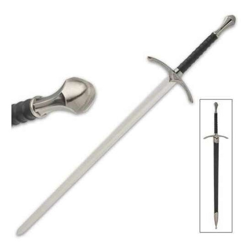 Espada Medieval Gandalf Prateada Inox C/ Bainha Glamdring