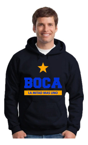 Buzo Hoodie Negro Boca Juniors - Canguro -  Unisex  - Futbol