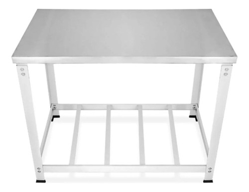 Bancada Mesa Central 120cm X 70cm Manipulação E Preparo Cor Prata Desenho Do Tecido Das Cadeiras N/a