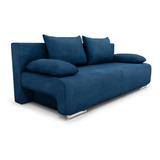 Sofa Cama 2 Plazas 2 Cuerpos Baul Living Azul