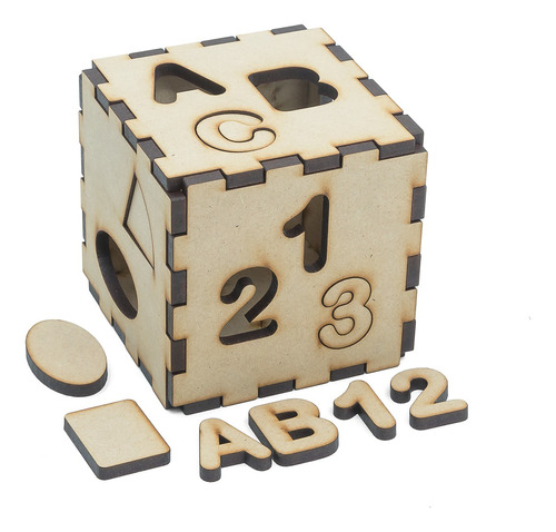 Cubo Encajable De Letras + Números + Formas