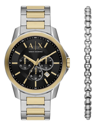 Set Reloj Hombre Ax Banks Chrono De Acero