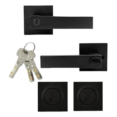 Combo Chapa Manija Cerrojo Llave-llave Alta Seguridad Yale Color Negro | Envío gratis