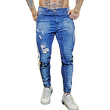Calça Jeans Faixa Lateral Super Skinny Masculina