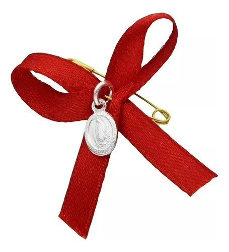 Medalla Bebe Virgen Guadalupe Plata 925 Cinta Roja + Cofre