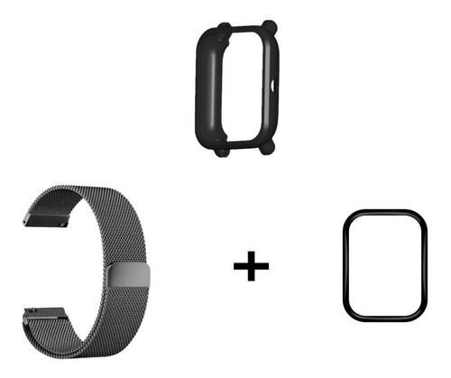 Kit Combo Case+película 3d+ Pulseira Metal Amazfit Gts2 Mini