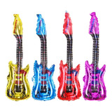 Set De 4 Globos Guitarra Eléctrica  Músicos 80x30cm Surtidos