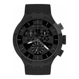 Reloj Mujer Swatch Sb02b400 Cuarzo Pulso Negro En Silicona
