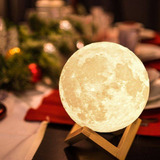 4 Lua Cheia 3d Led Abajur Luminária 12cm Lampada + Suporte