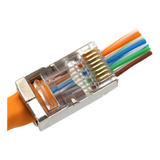 Conector Rj45 Cat 6 Blindado Passthrough 100 Unidades