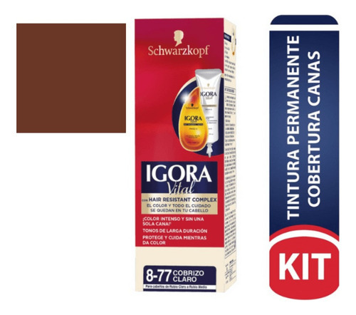  Tinte Igora Vital Permanente 8-77 Cobri - Ml Tono 8-77 Cobrizo Claro Tub