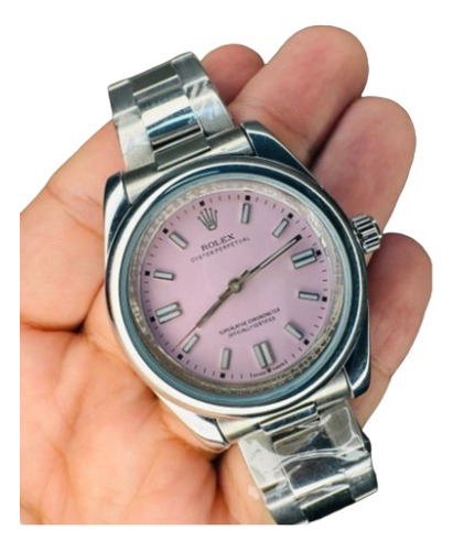 Relógio Rolex Oyster Perpetual Feminino Prata Rosa