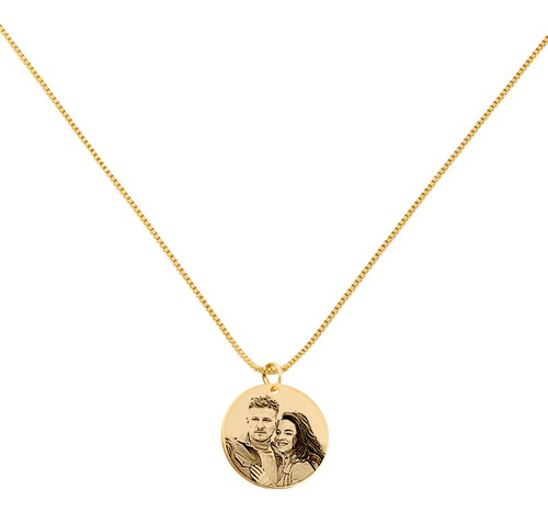 Colar Personalizado Pingente Fotografia Banhado Em Ouro 18k