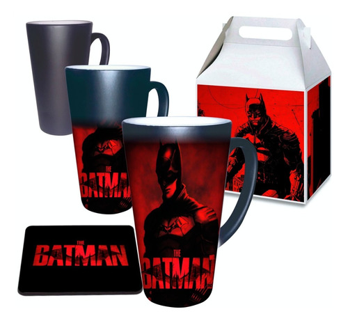 * Taza Mágica Batman Grande Térmica 17 Oz C Caja Y Portataza