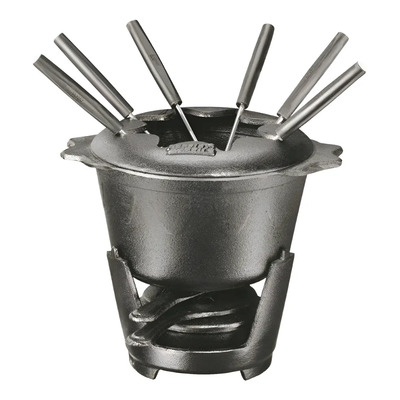 Fondue De Ferro Preto 1,2 Litros Com 6 Espetos Panela Mineira