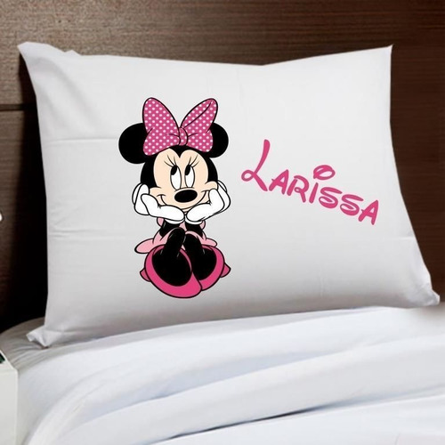 Fronha Capa De Travesseiro Personalizada Minnie Rosa