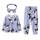 Pijama Kuromi De Manga Larga Para Niña En Primavera Y Otoño