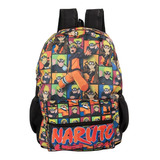 Mochila Escolar Bolsa Uzumaki Naruto Anime Preta Costas