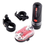 Kit Bike Farol Atrio+lanterna Traseira Led Resistente A Água Cor Preto