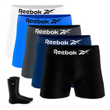 Kit 5 Cuecas Reebok Boxer Sem Costura  Box+ 2 Meias Sandrini