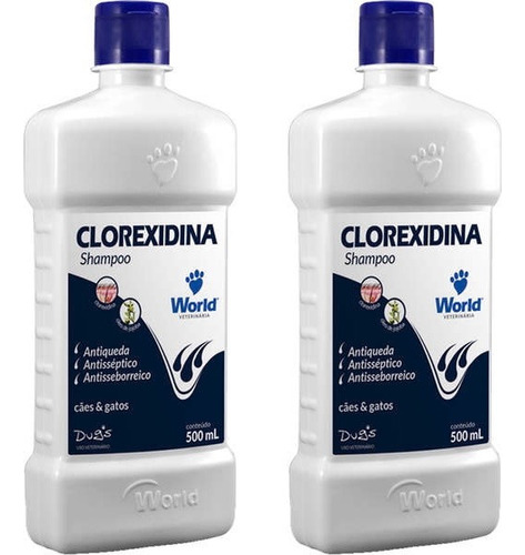 2 X Shampoo Clorexidina Dugs 500ml Cães Seborreia Anti Queda