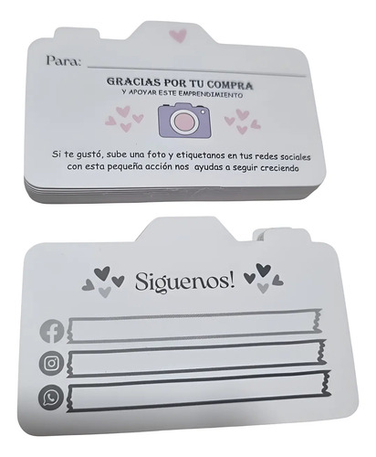 100 Tarjetas De Agradecimiento Cámara, Gracias Por Tu Compra | MercadoLibre