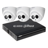 Kit Seguridad Dahua Dvr 4 Ch + 3 Camaras Audio 2mp Ext M3k