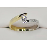 Anillo Compromiso Oro 18 K Diamantes De 0.16 Ct.