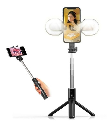 Aro De Luz Led 4 En 1 Monopod Bluetooth Selfie Con Trípode