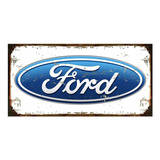 Cartel De Chapa Publicidad Antigua Logo Ford Auto 20x40cm