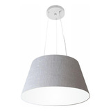 Lustre Pendente Cone Md-4001 Cúpula Em Tecido 21/40x30cm Rustico Cinza - Bivolt