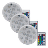 Luz Para Pileta Pila Rgb Pack X 3 Sumergible Piscina Colores